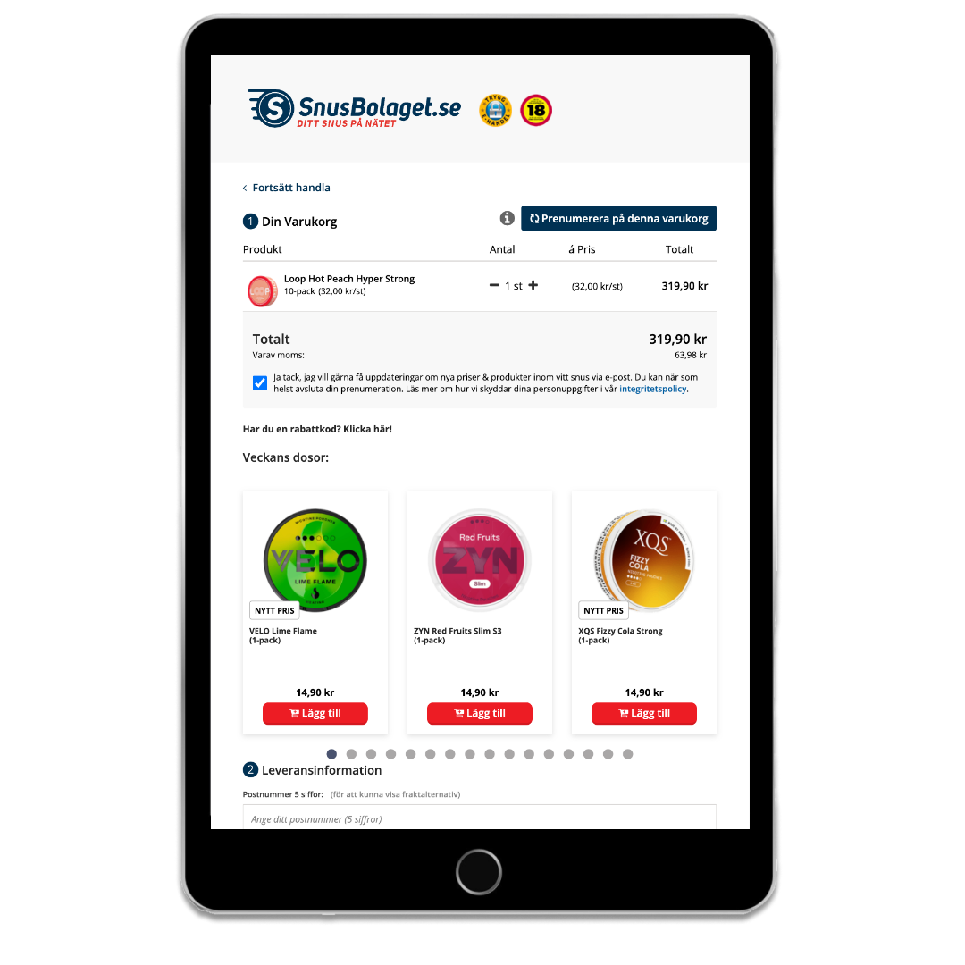 Snusbolaget surfplatta